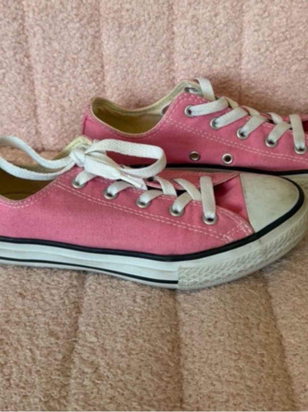 Converse Kids Pink Canvas Low-Top Sneakers with White Laces